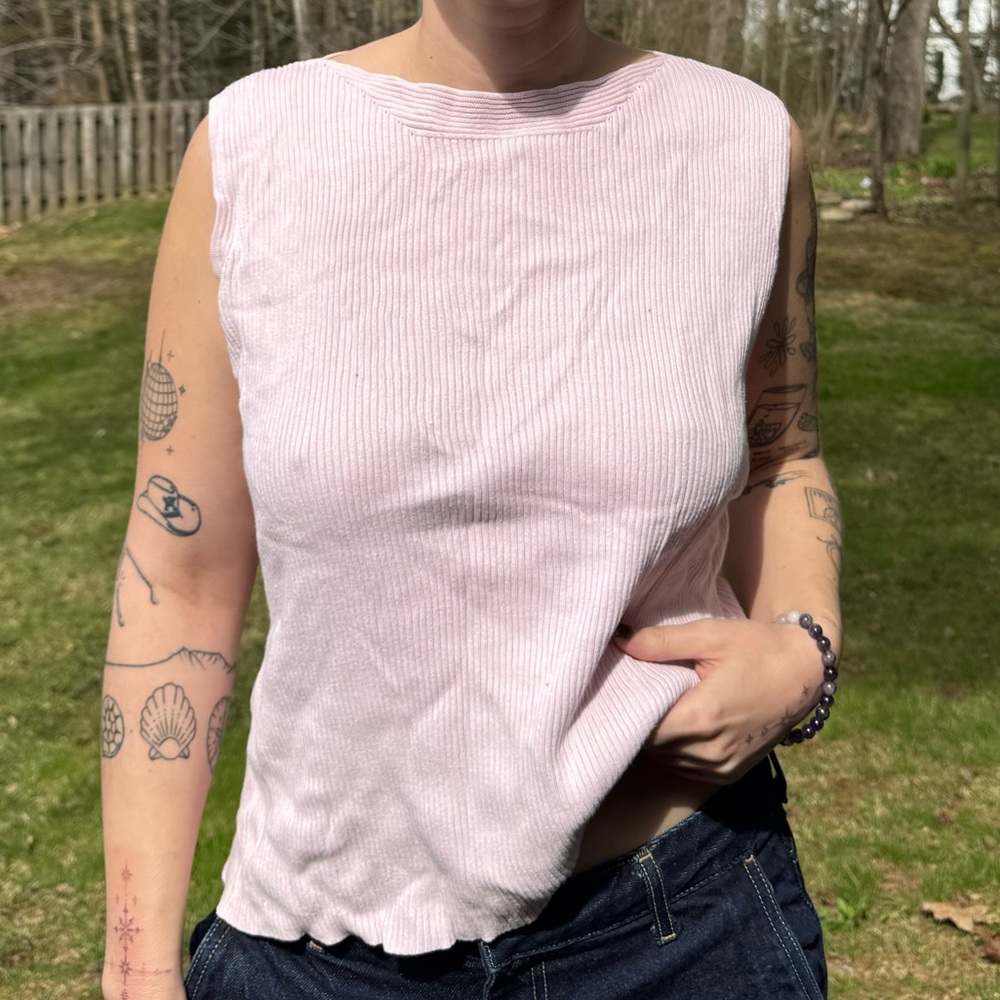 Pink Fitted Muscle Tee Tank Top